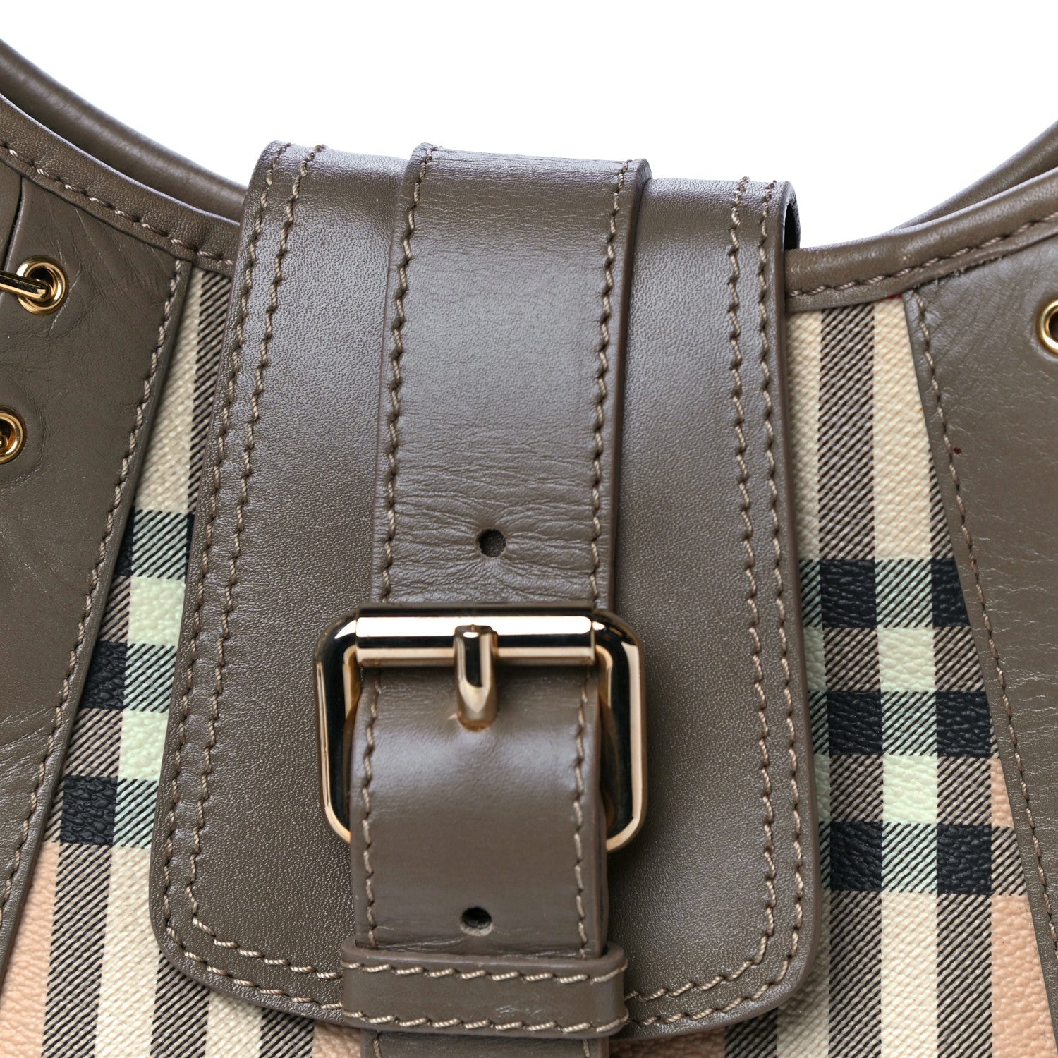 Burberry Haymarket Metal Stitch Check Brooke Hobo Bag Green 12 of 12