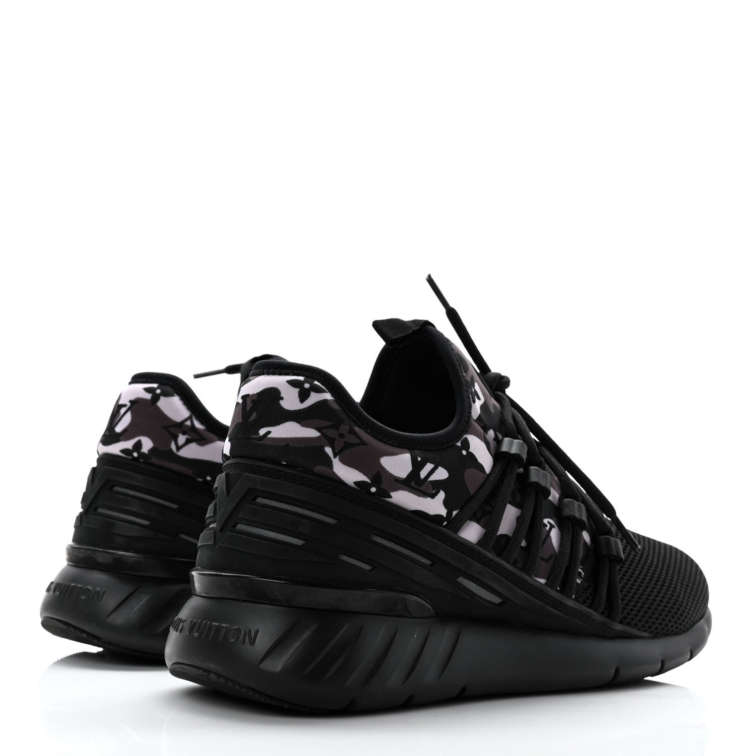 Louis Vuitton Neoprene Mesh Rubber Monogram Camo Fastlane Low Sneakers 5 Black 4 of 8