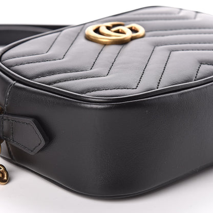 Gucci Calfskin Matelasse Mini GG Marmont Chain Shoulder Bag Black 9 of 11