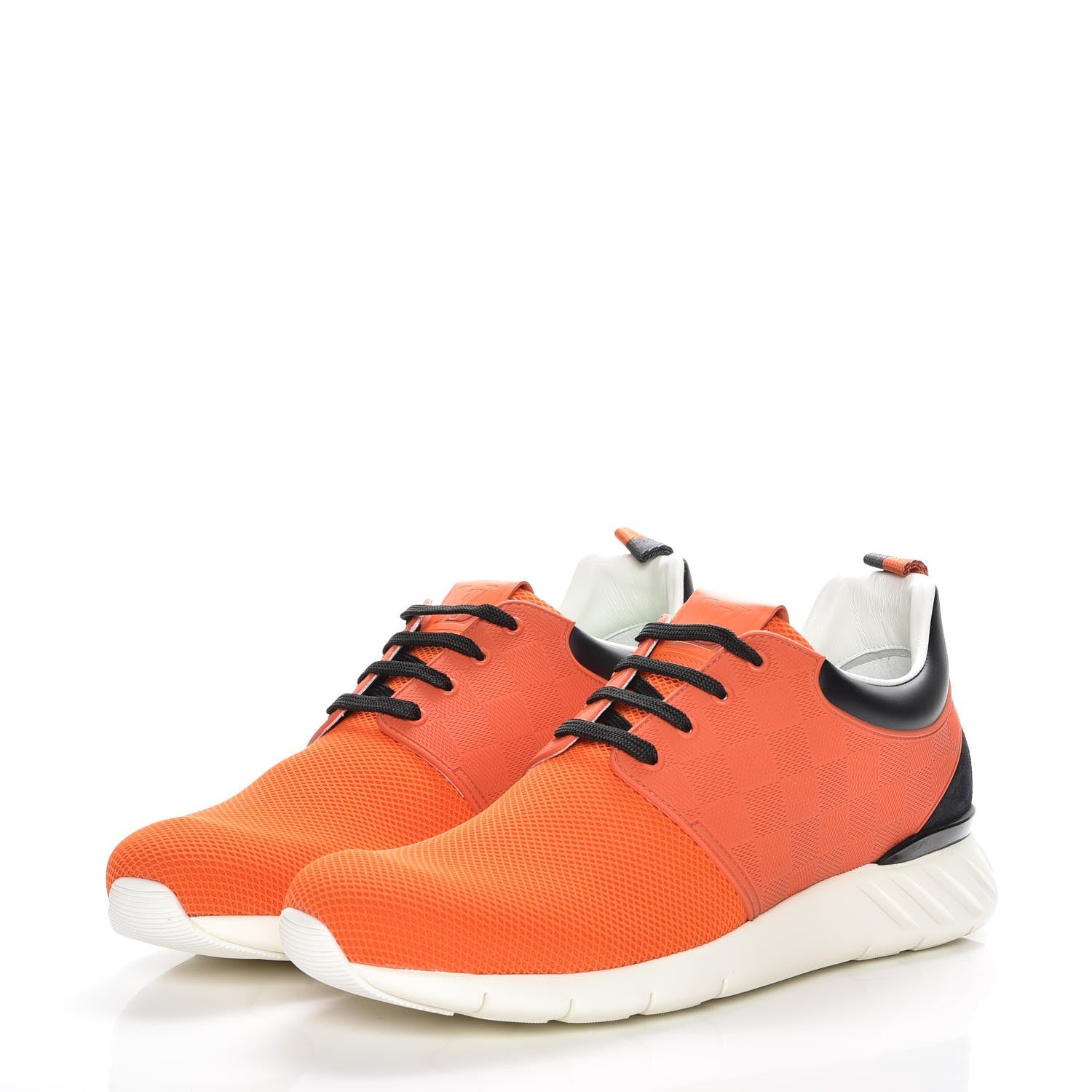 Louis Vuitton Rubber Mesh Suede Damier Fastlane Low Sneakers 9 Orange 3 of 9