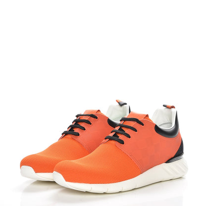 Louis Vuitton Rubber Mesh Suede Damier Fastlane Low Sneakers 9 Orange 3 of 9