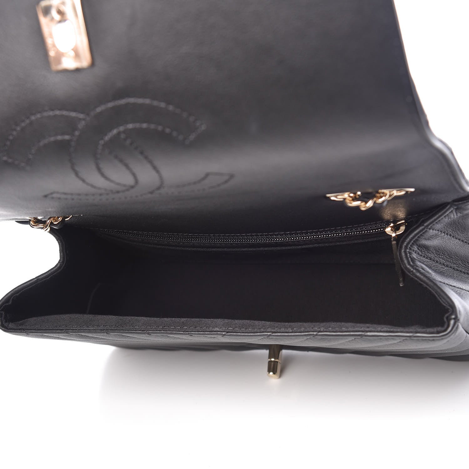 Chanel Calfskin Chevron Quilted Statement Flap Black 8 of 11