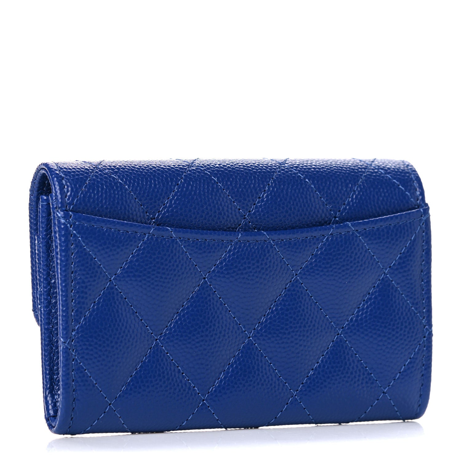 Chanel Caviar Quilted Flap Card Holder Wallet Blue 3 of 9