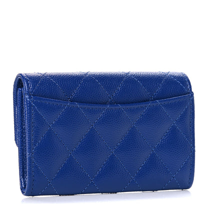 Chanel Caviar Quilted Flap Card Holder Wallet Blue 3 of 9