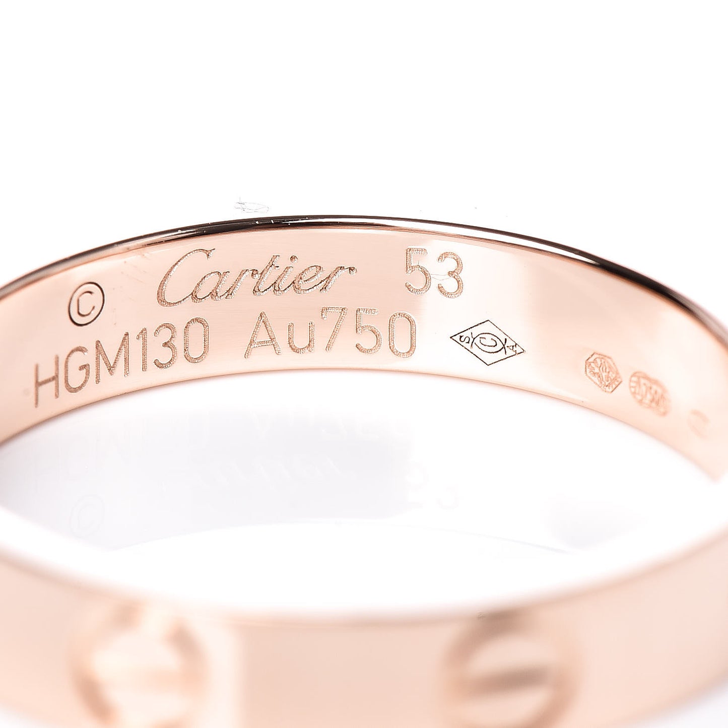 18K Pink Gold 3.5mm LOVE Wedding Band Ring 53 6.5