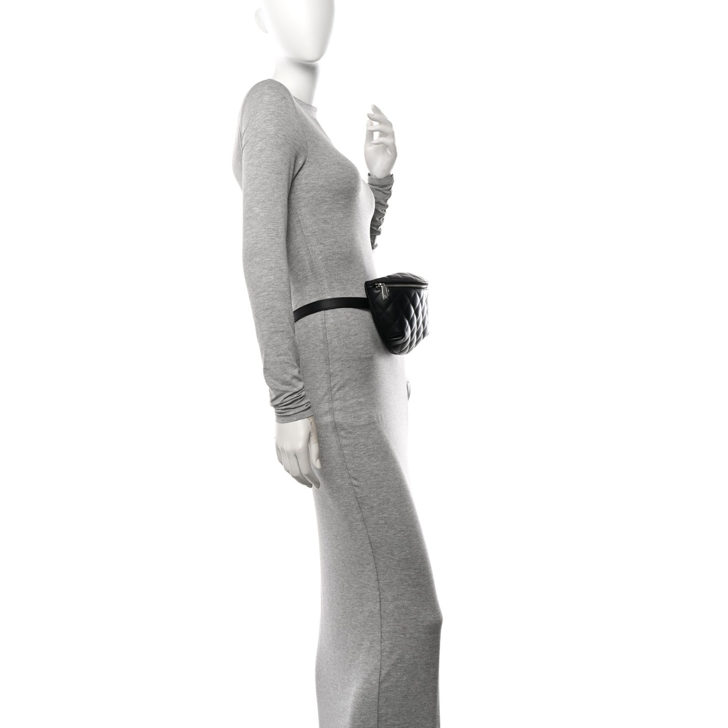 Calfskin Quilted Waist Belt Bag Black