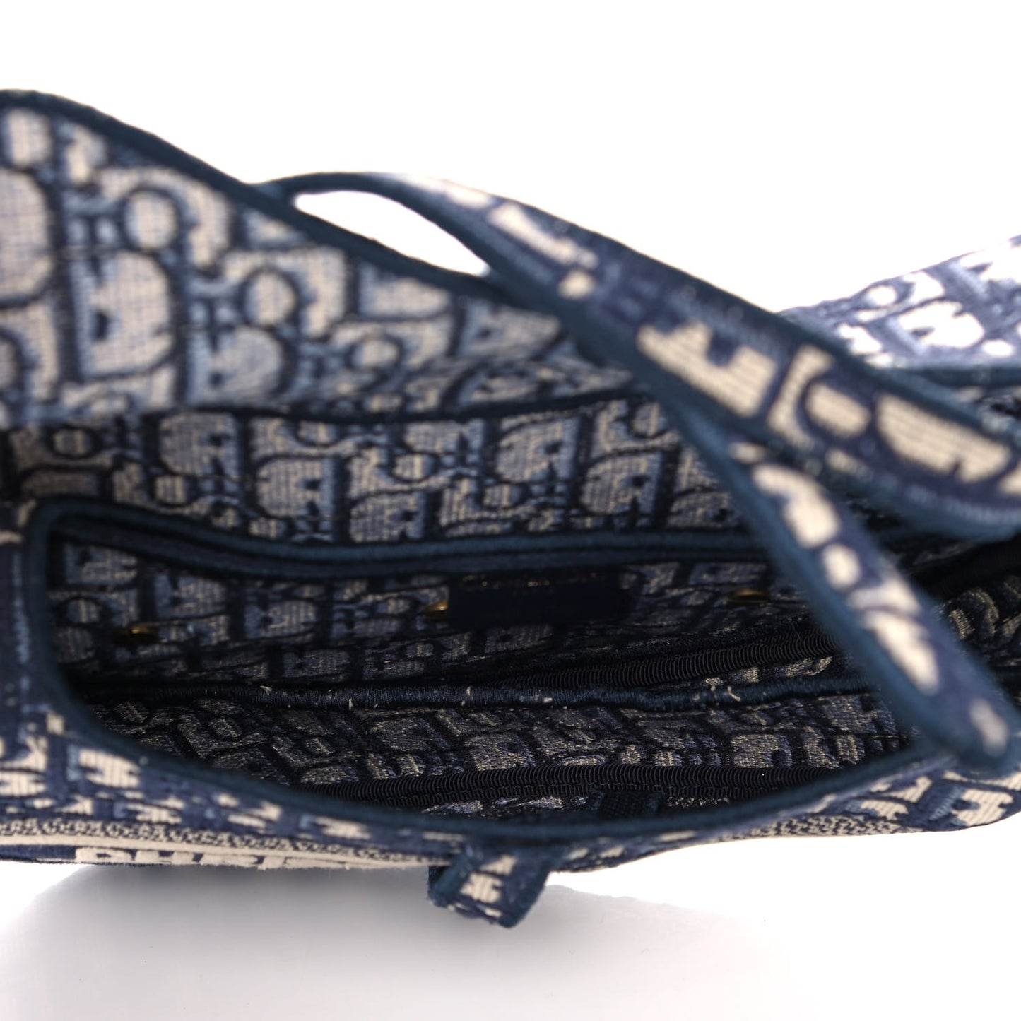Oblique Embroidered Saddle Bag Blue