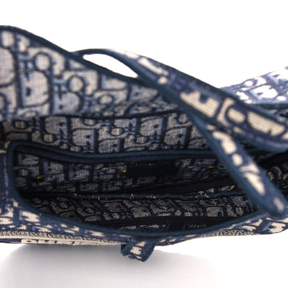 Christian Dior Oblique Embroidered Saddle Bag Blue 5 of 12