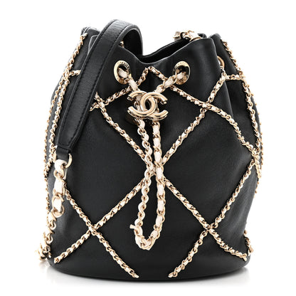 Chanel Lambskin Entwined Chain Bucket Bag Black 1 of 10