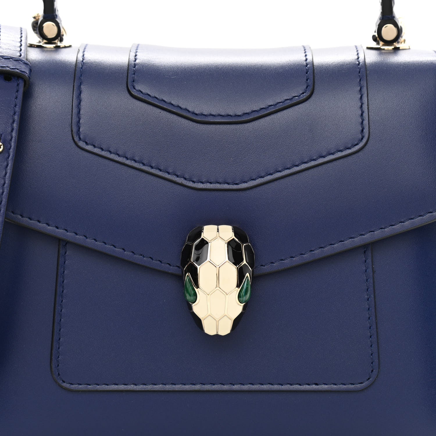 Bulgari Calfskin Serpenti Forever Top Handle Blue 9 of 11