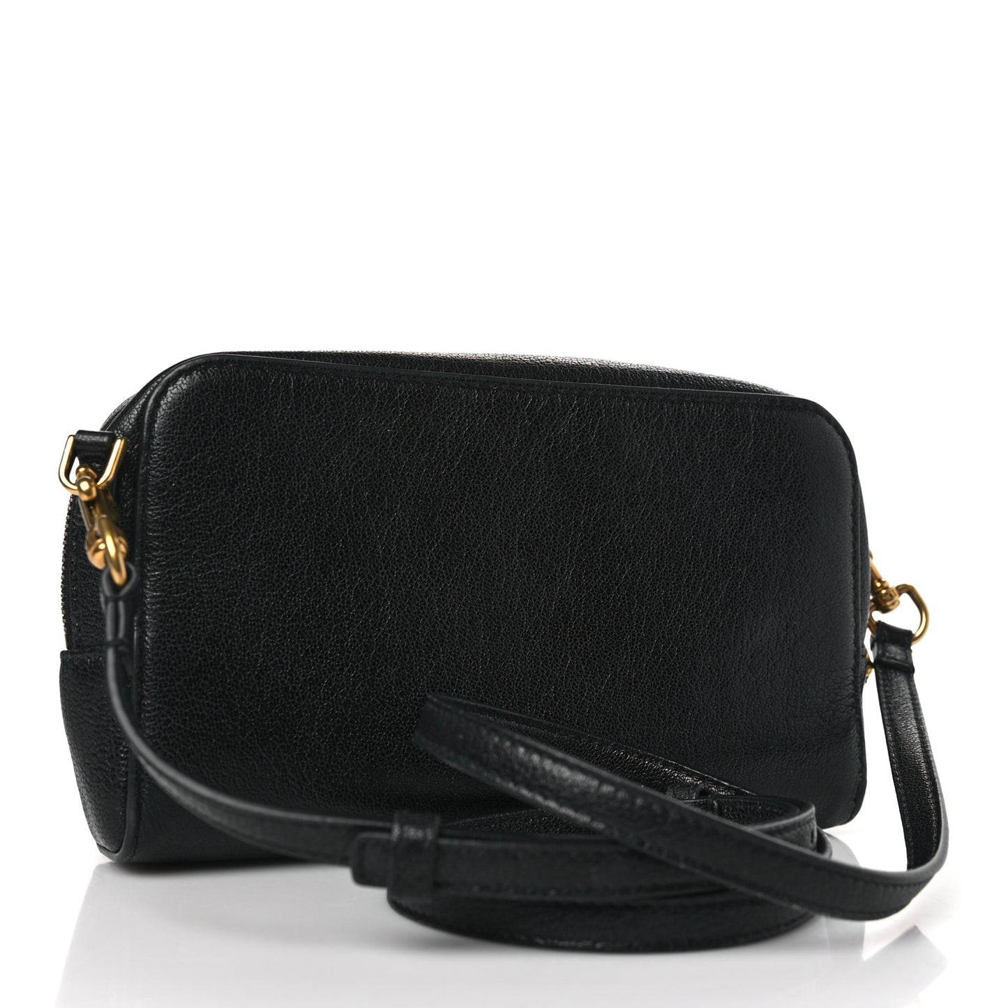 Goatskin Double Saddle Pouch Black