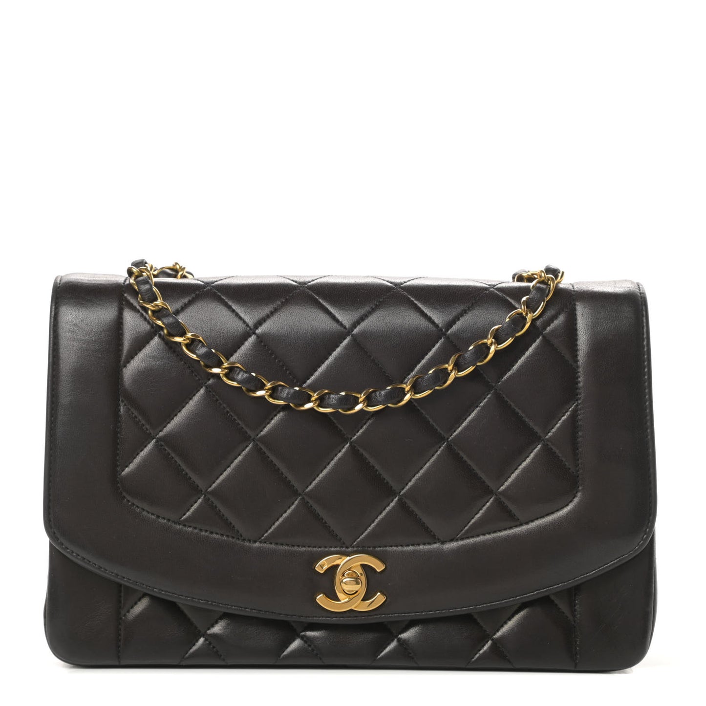 Lambskin Quilted Medium Single Flap Black