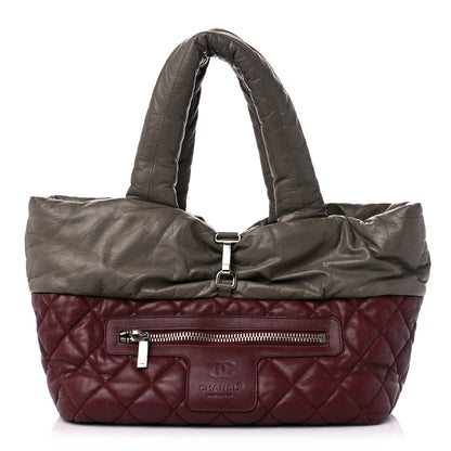 Chanel Lambskin Quilted Small Coco Cocoon Reversible Tote Grey Burgundy 1 of 16