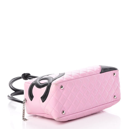 Chanel Calfskin Quilted Large Cambon Bowler Pink Black 4 of 11