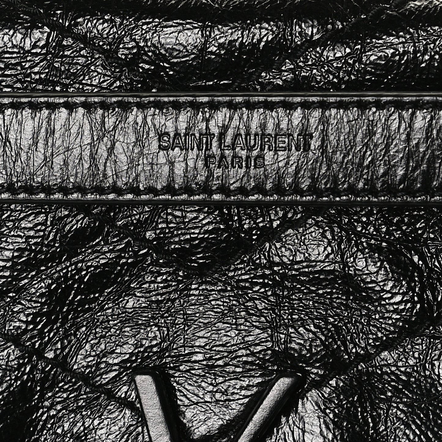 Crinkled Calfskin Matelasse Monogram Medium Niki Chain Satchel Black