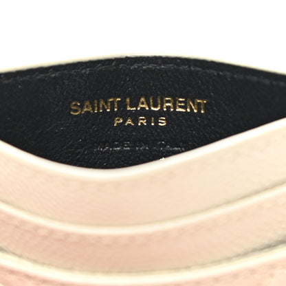Saint Laurent Grain De Poudre Matelasse Chevron Monogram Credit Card Case Sea Salt 6 of 7
