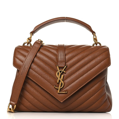 Saint Laurent Sheepskin Matelasse Chevron Monogram Medium College Bag Brick 1 of 9