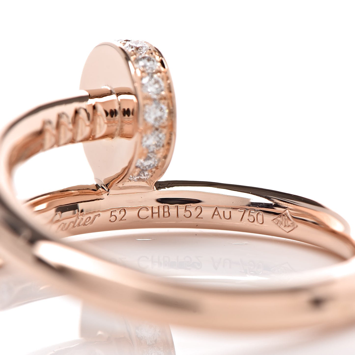 18K Pink Gold Diamond Juste Un Clou Ring 52 6