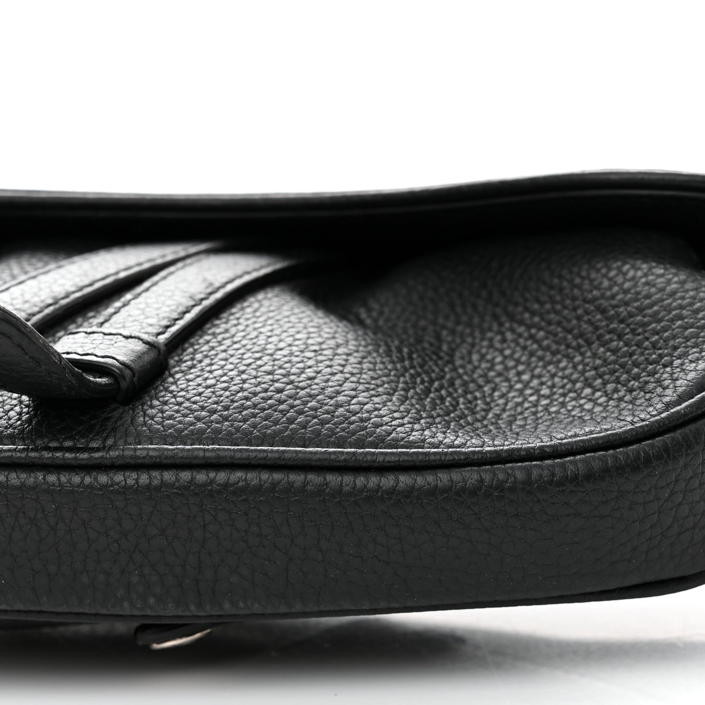 Grained Calfskin Mens Mini Saddle Bag Black