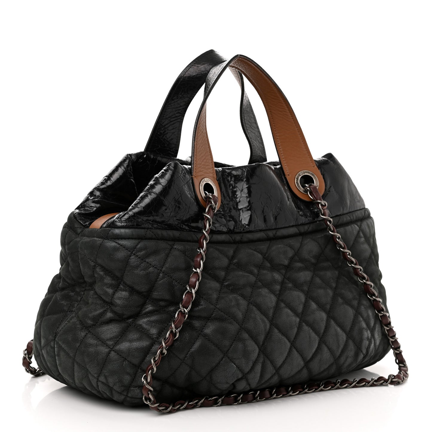 Iridescent Calfskin In the Mix Tote Black
