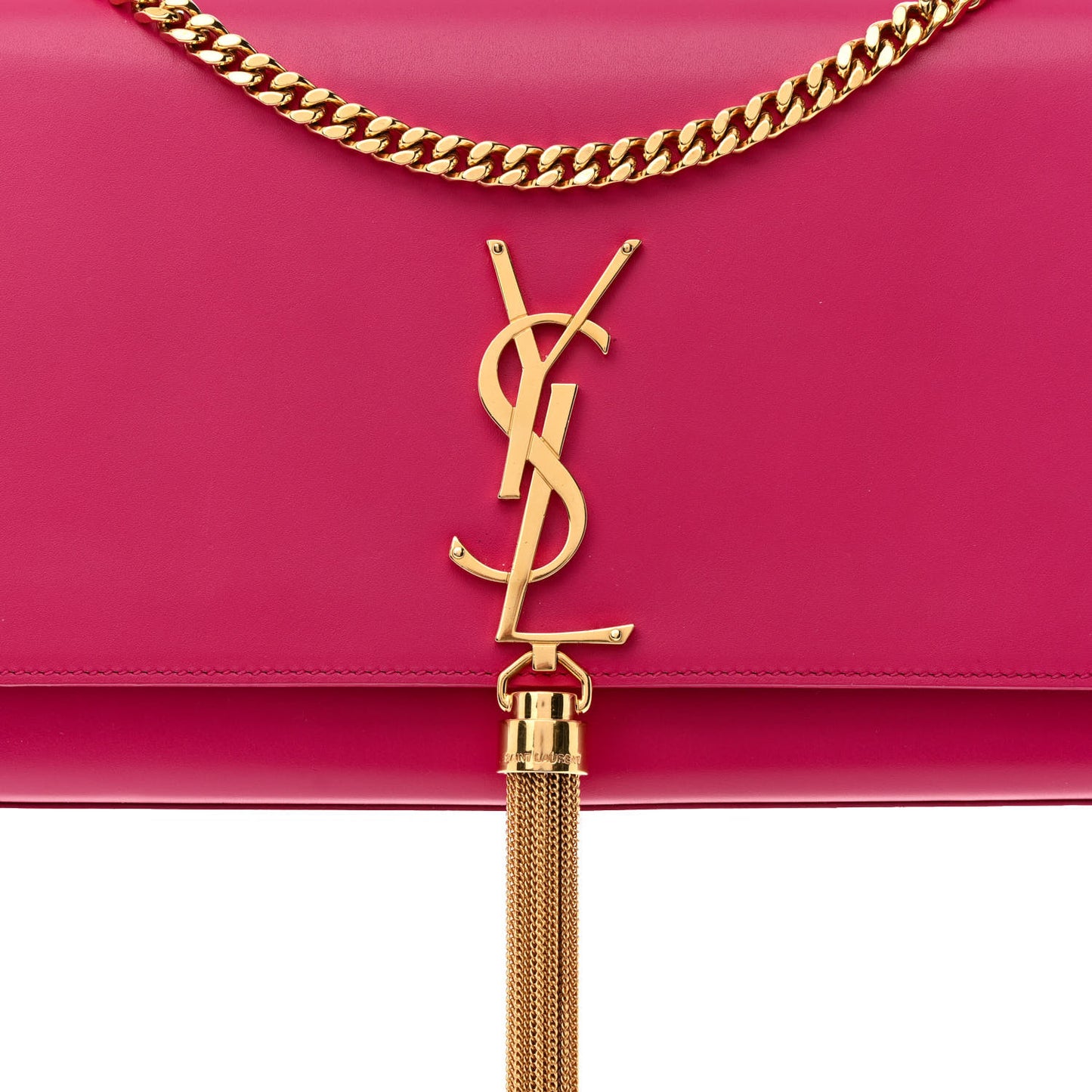 Smooth Calfskin Medium Classic Monogram Kate Tassel Satchel Fuchsia