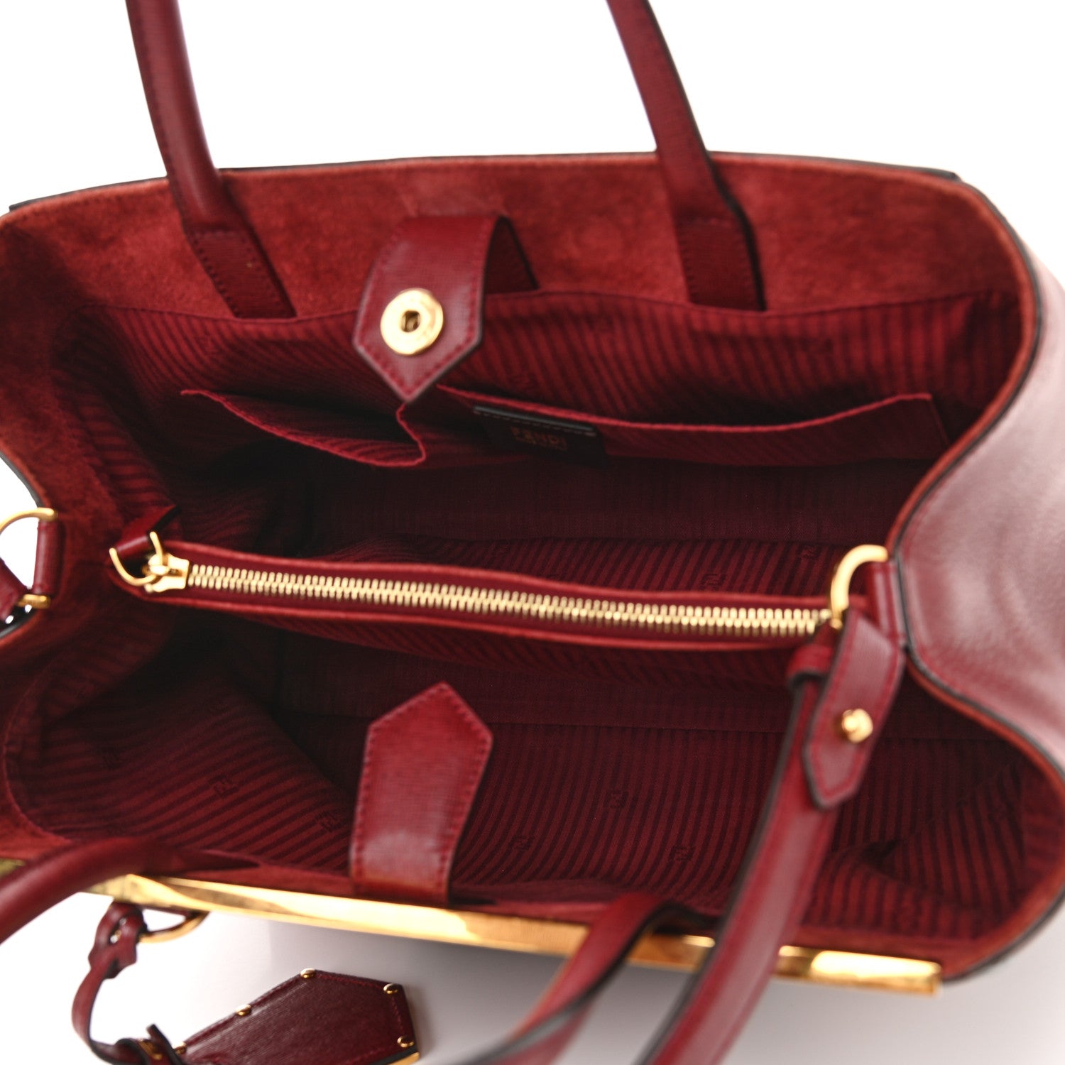 Fendi Vitello Elite Regular 2Jours Tote Rosso Scuro Ciliegia 4 of 11