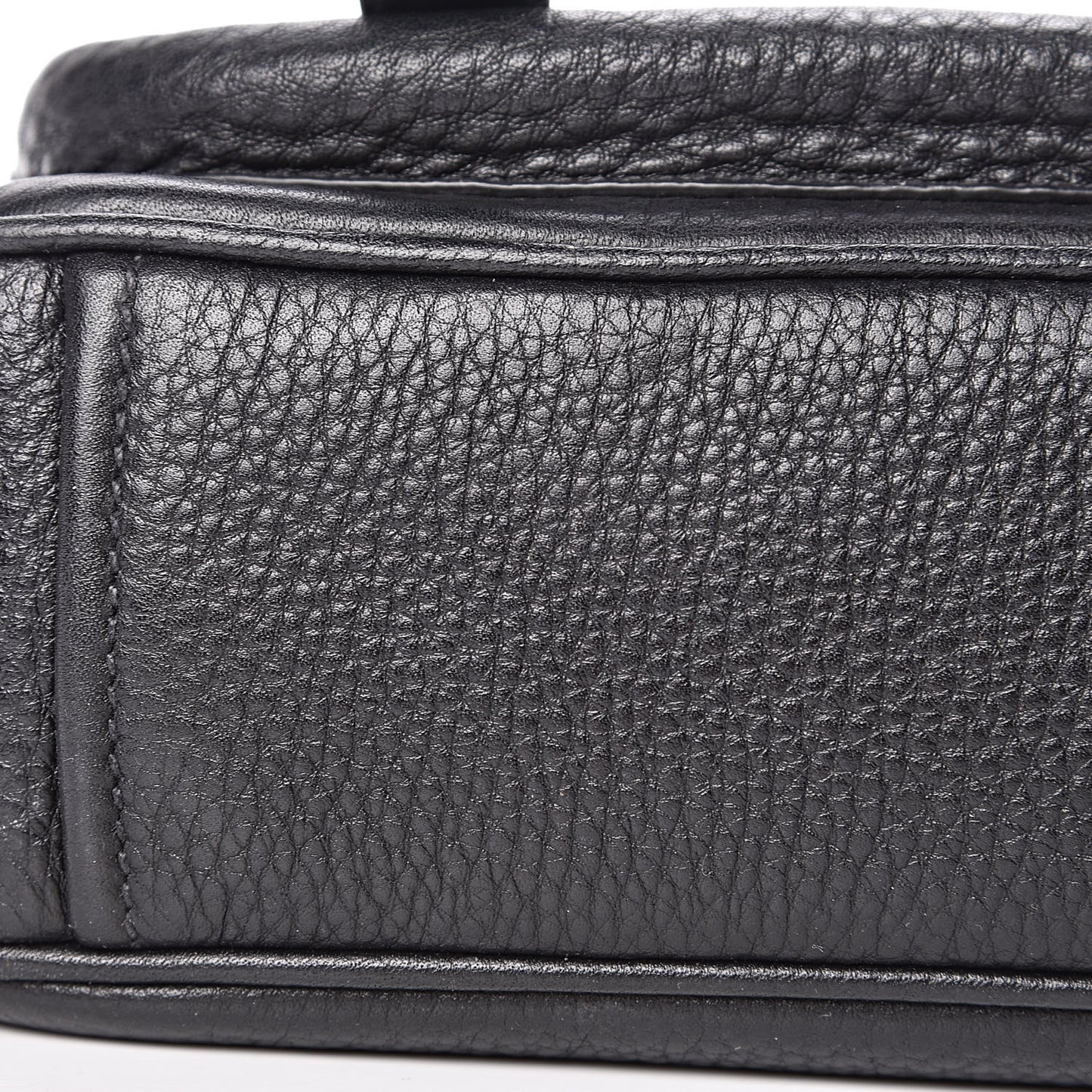 Vitello Daino Double Buckle Messenger Bag Black