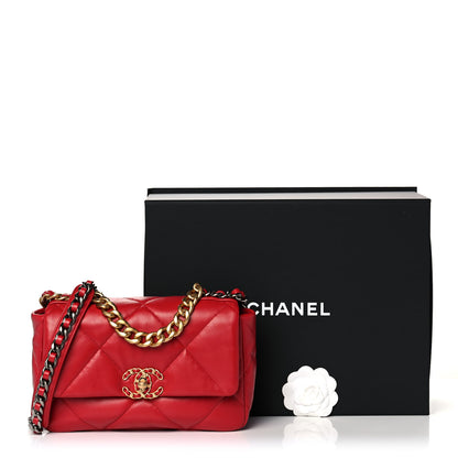 Chanel Lambskin Quilted Medium Chanel 19 Flap Red 12 of 12