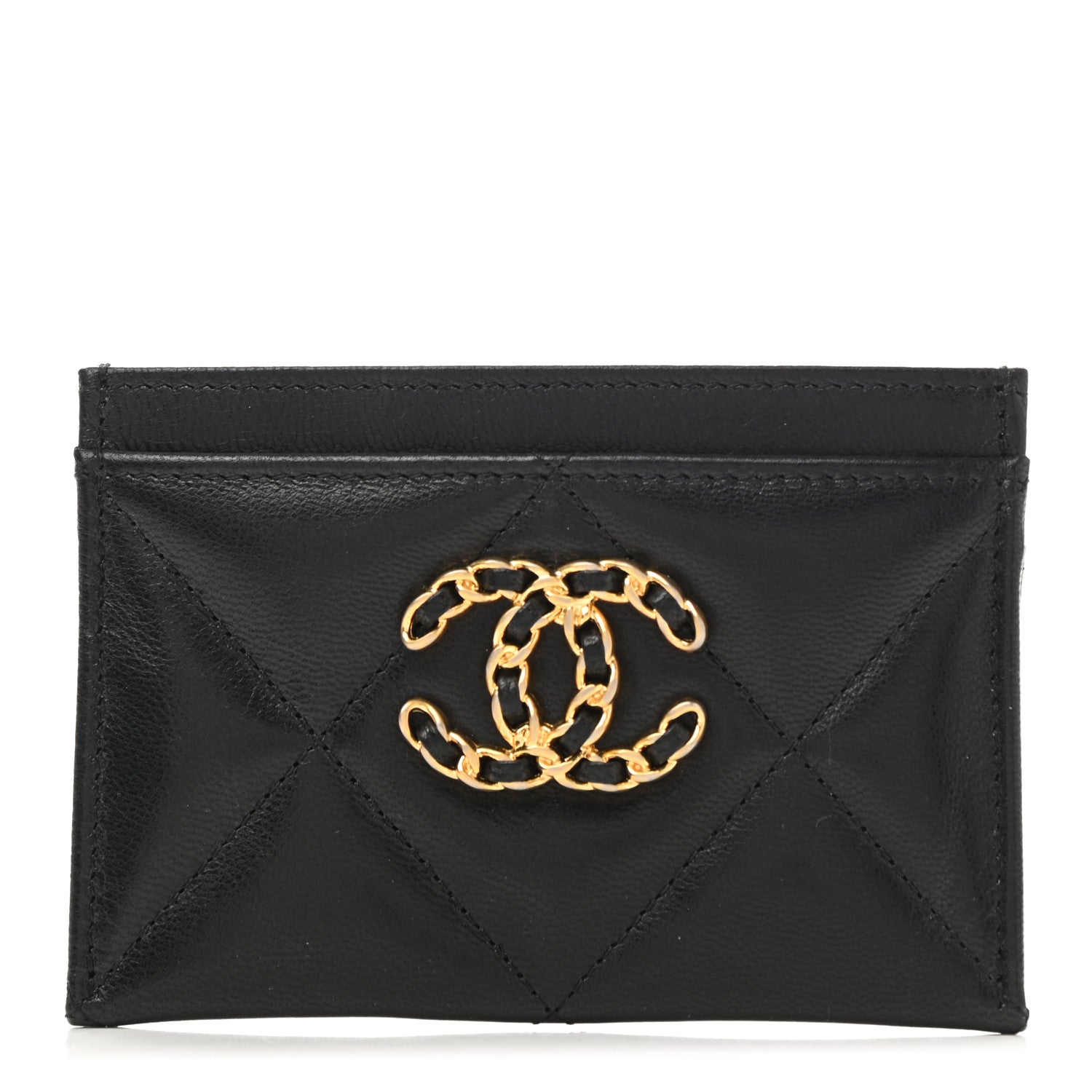 Chanel Lambskin Quilted Chanel 19 Card Holder Black 1 of 10