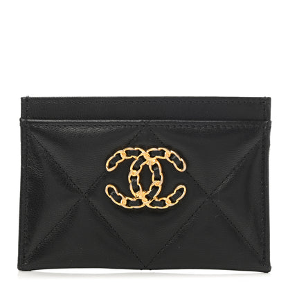 Chanel Lambskin Quilted Chanel 19 Card Holder Black 1 of 10
