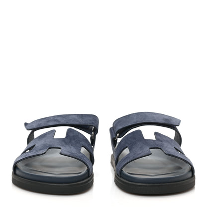 Hermes Suede Goatskin Womens Chypre Sandals 38 Bleu Celeste 3 of 9