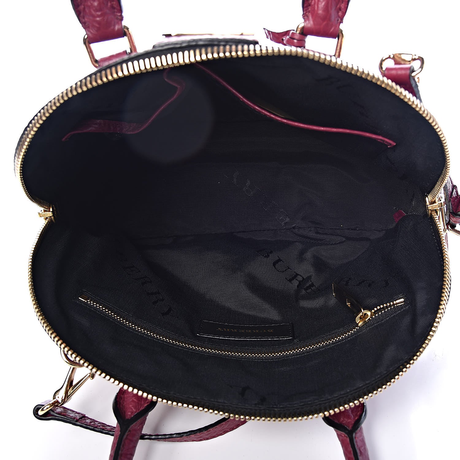 Burberry Heritage Grain Check Embossed Small Orchard Bowling Bag Dark Plum 5 of 11