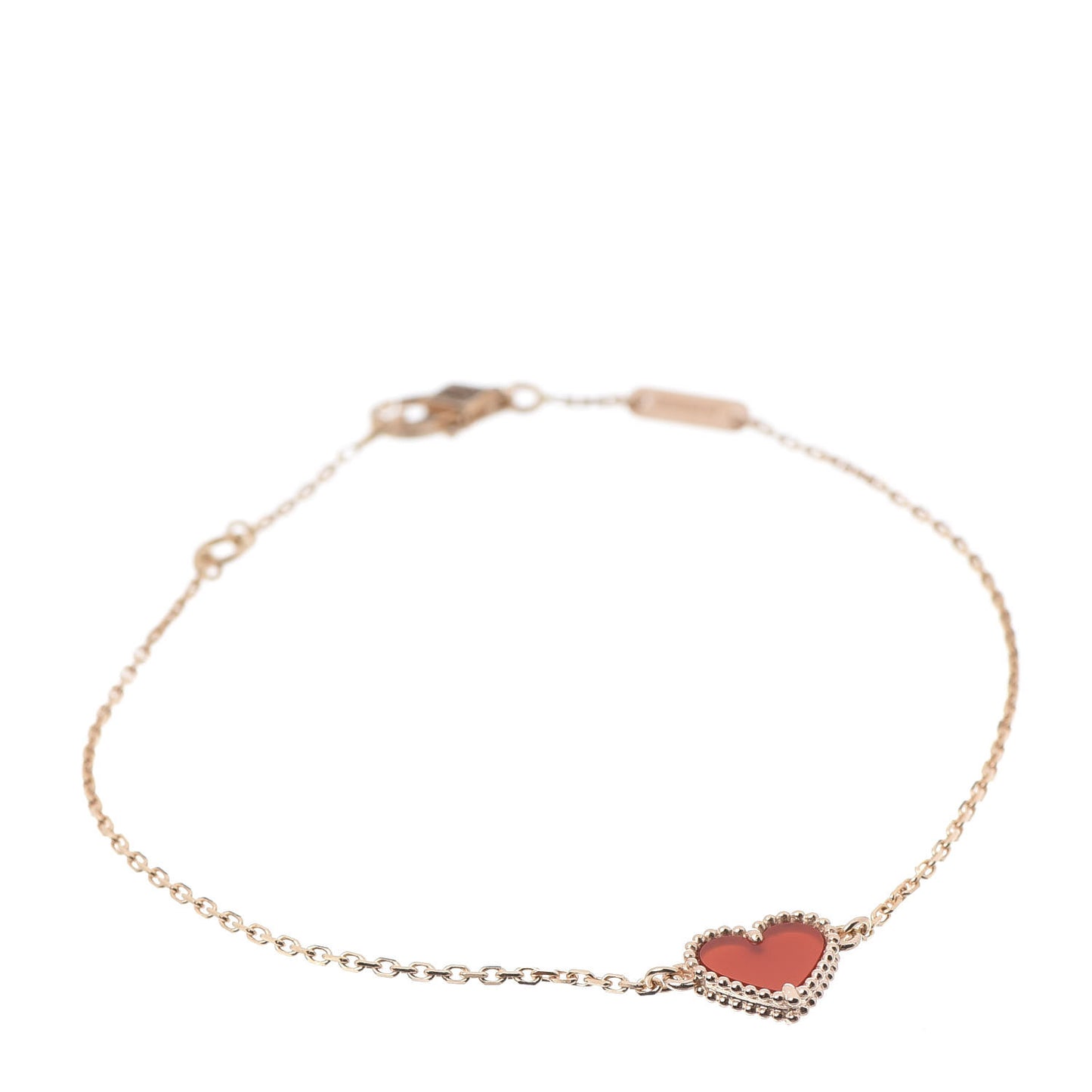 18K Rose Gold Carnelian Sweet Alhambra Heart Bracelet