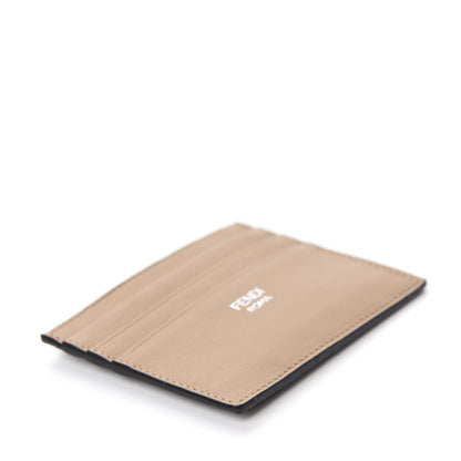 Fendi Vitello Dolce Bi-Color Card Holder Tan Black 4 of 8