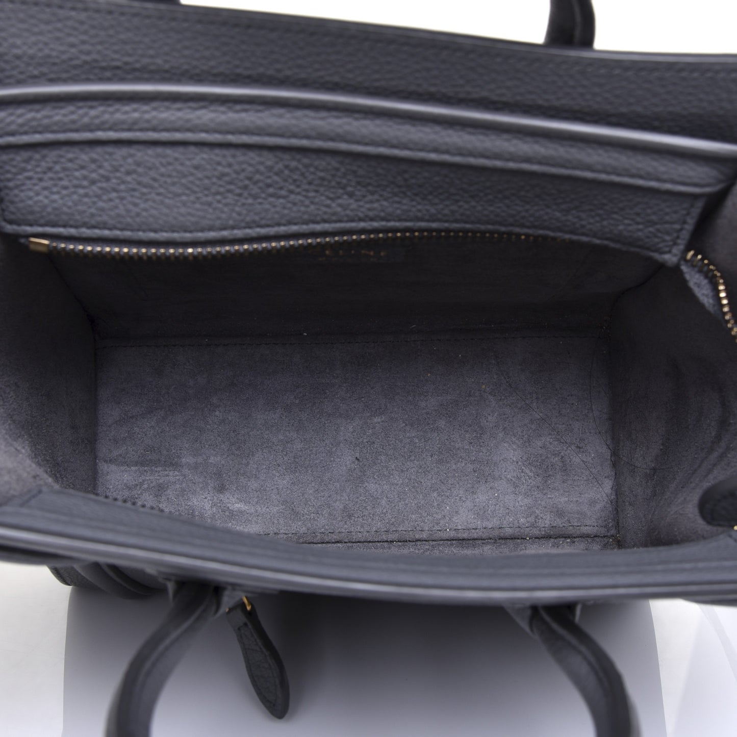Drummed Calfskin Nano Luggage Kohl