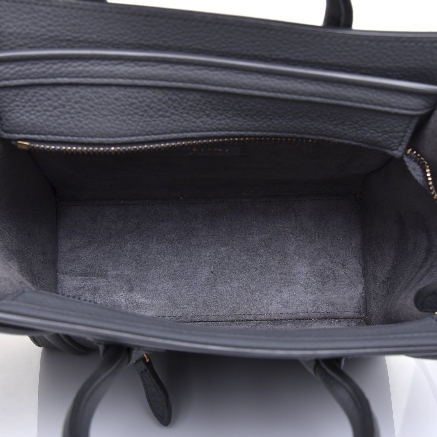 Celine Drummed Calfskin Nano Luggage Kohl 5 of 11
