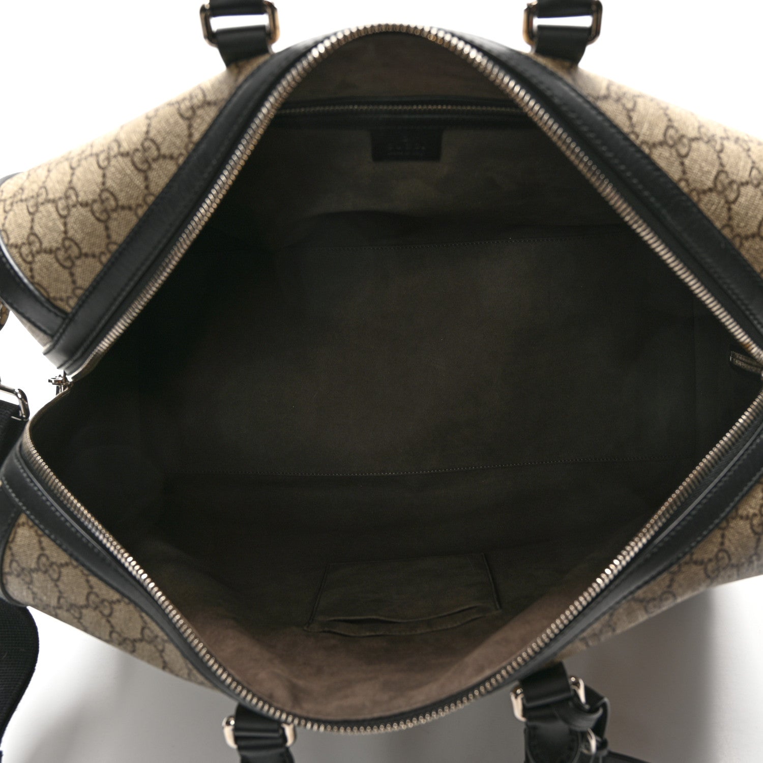 Gucci GG Supreme Monogram Selleria Calfskin Medium Duffle Beige Ebony Black 4 of 11