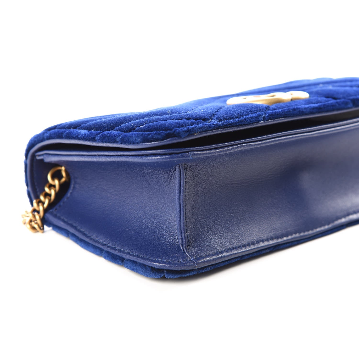 Gucci Velvet Matelasse GG Marmont Mini Bag Cobalt Blue 5 of 11