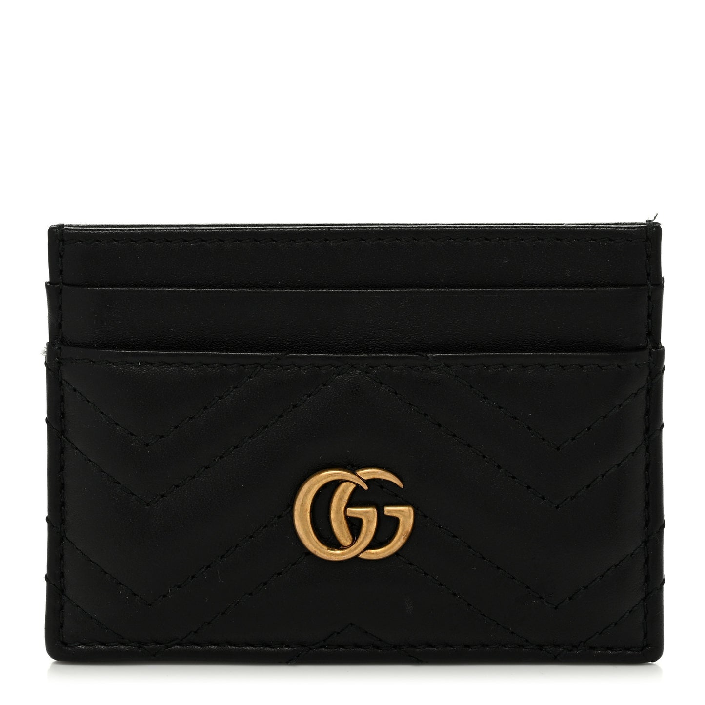 Calfskin Matelasse GG Marmont Card Holder Black