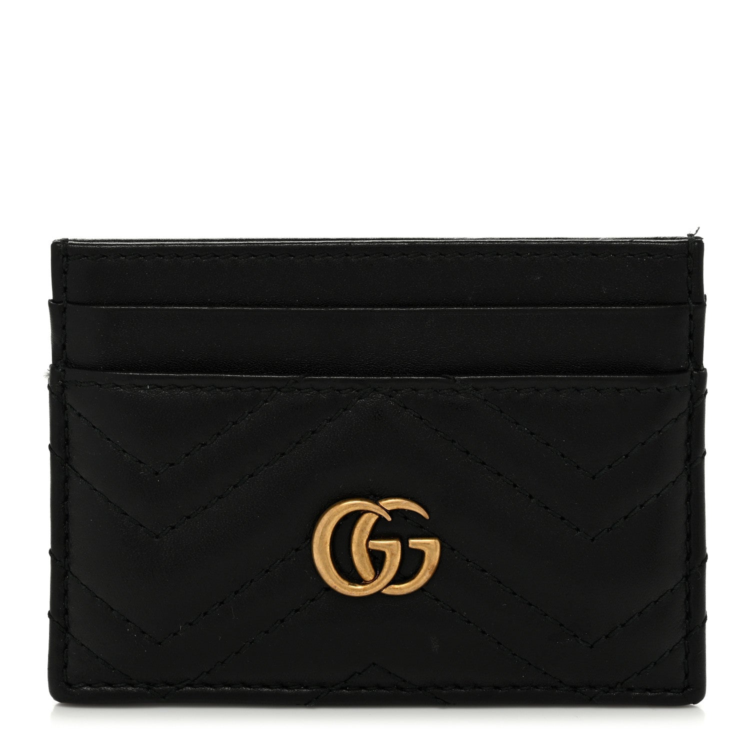 Gucci Calfskin Matelasse GG Marmont Card Holder Black 1 of 7