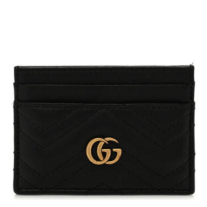 Gucci Calfskin Matelasse GG Marmont Card Holder Black 1 of 7