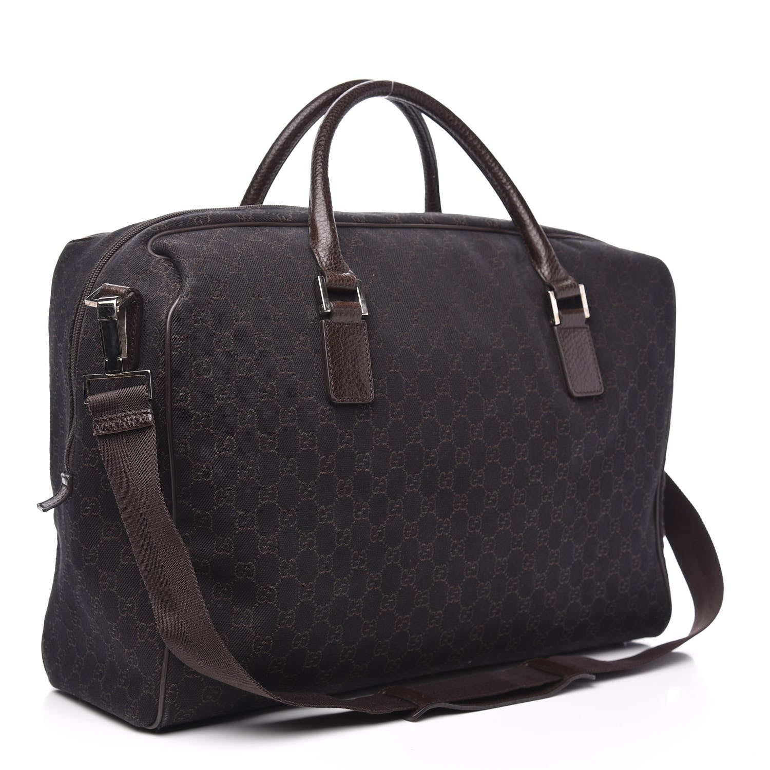 Gucci Denim Monogram Large Carry On Duffle Dark Brown 2 of 8