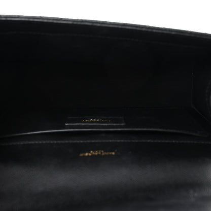 Saint Laurent Grain De Poudre Textured Mixed Matelasse Triquilt Medium Monogram Satchel Black 5 of 10