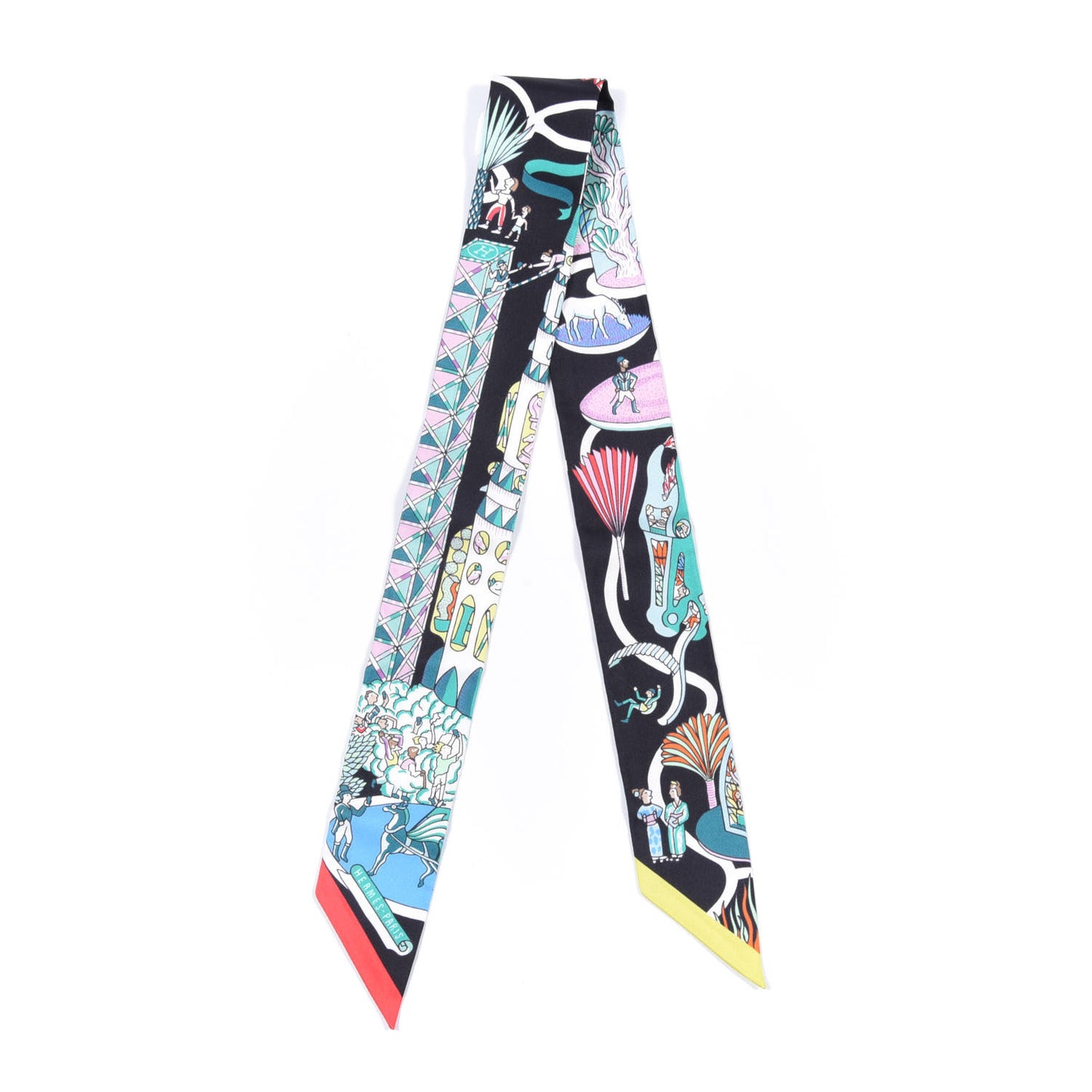 Silk Exposition Universelle Twilly Black Vert Rose