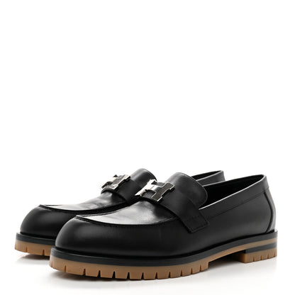 Hermes Calfskin Womens Faubourg Loafers 37 Black 3 of 8