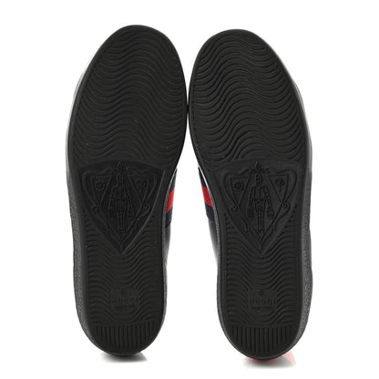 Gucci Calfskin Ayers Web Bee Embroidered Ace Sneakers 38 Black 5 of 8