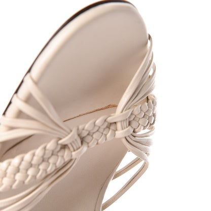 Gucci Calfskin Braided Sandals 6.5 Beige 14 of 17