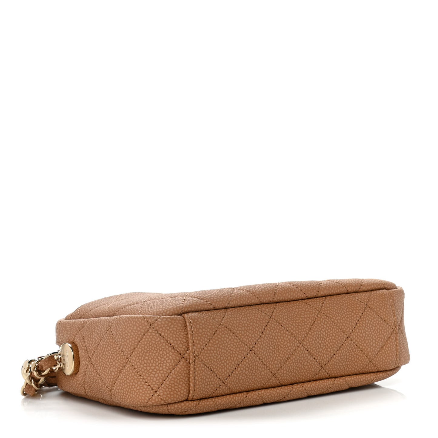 Iridescent Caviar Quilted Coco Tassel Camera Case Beige