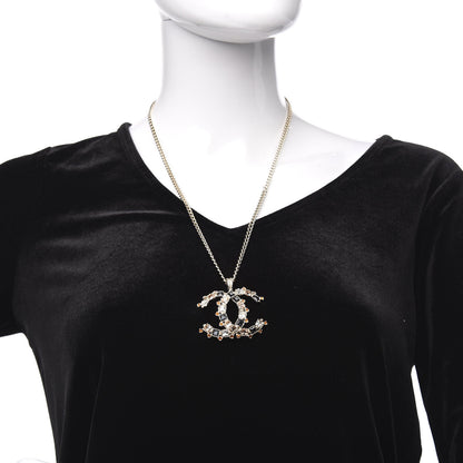 Chanel Crystal Baguette Large CC Pendant Necklace Gold Multicolor 2 of 6