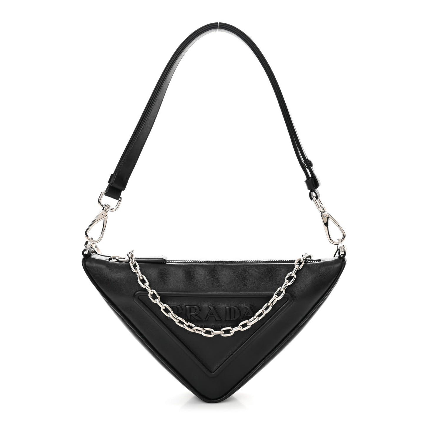 Grace Lux Triangle Logo Embossed Mini Triangle Bag Black